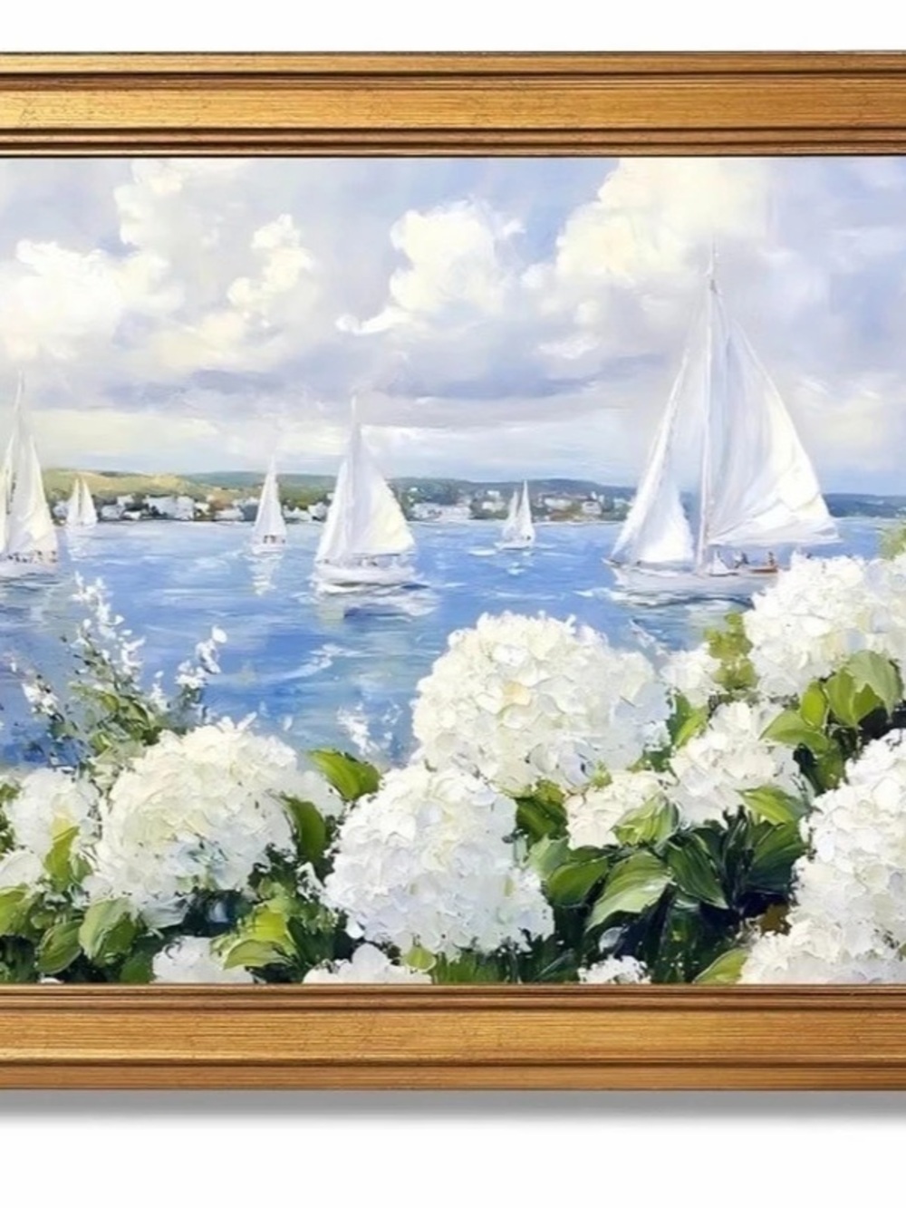 Licpach Grandmillennial Preppy Coastal Wall Art Nautical Sailboat Blue White